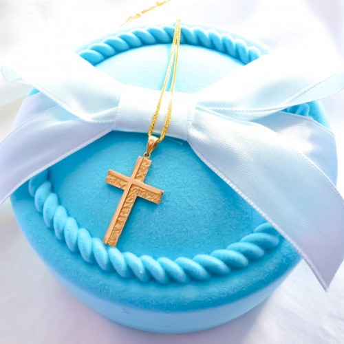 Χρυσός σταυρός Fashion K14 με αλυσίδα