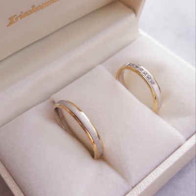 Maschio Femmina σετ χρυσές δίχρωμες βέρες Κ14