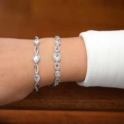 Λευκόχρυσο νυφικό βραχιόλι σταγόνες Κ14 