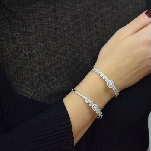 Ασημένιο βραχιόλι χειροπέδα 925 με ζιργκόν