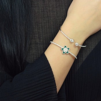 Ασημένιο βραχιόλι χειροπέδα 925 με ζιργκόν