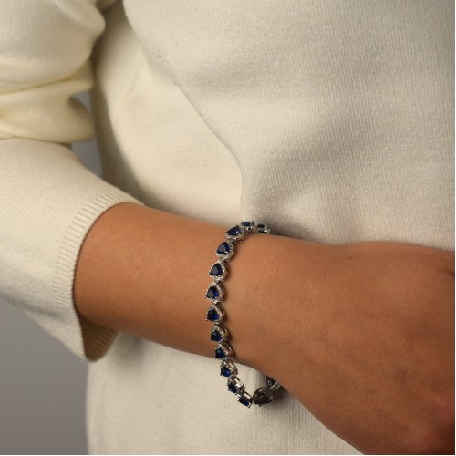 Ασημένιο βραχιόλι ριβιέρα 925 με καρδιές