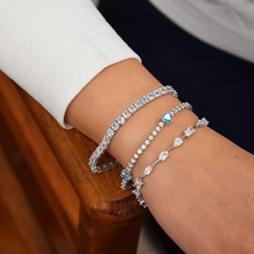 Ασημένιο βραχιόλι ριβιέρα 925 με ζιργκόν