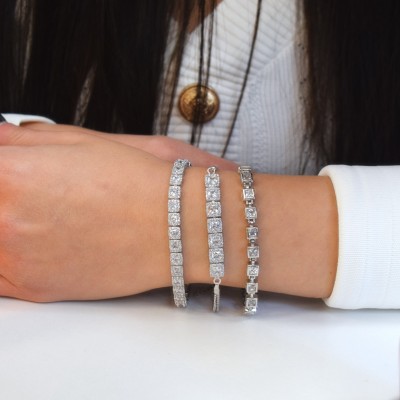 Ασημένιο νυφικό βραχιόλι ριβιέρα 925 με ζιργκόν