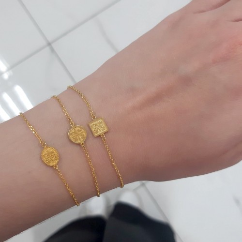 Χρυσό βραχιόλι Κ14 με κωνσταντινάτο