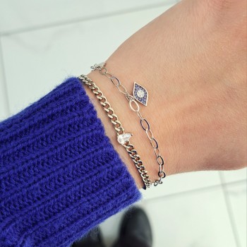 Ασημένιο βραχιόλι μάτι 925 με ζιργκόν