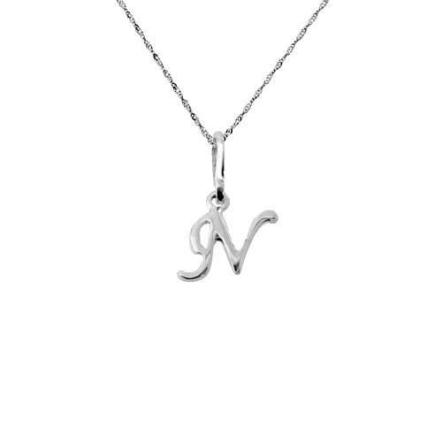 Λευκόχρυσο μενταγιόν "μονόγραμμα" Κ14 με αλυσίδα