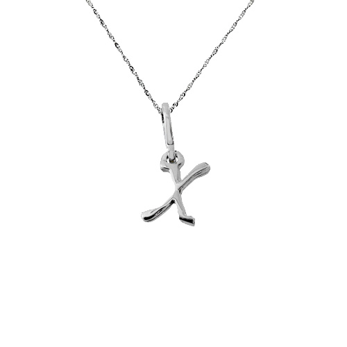 Λευκόχρυσο μενταγιόν "μονόγραμμα" Κ14 με αλυσίδα