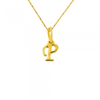 Χρυσό μενταγιόν "μονόγραμμα" Κ14 με αλυσίδα