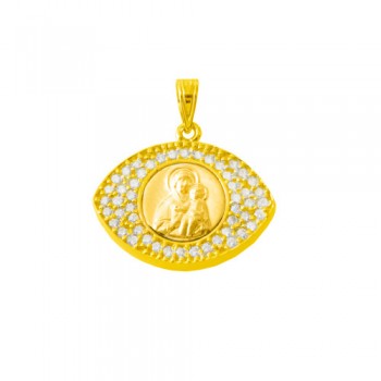 Χρυσό φυλαχτό Κ9 με ζιργκόν