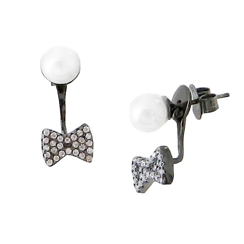 Ασημένια σκουλαρίκια ear jacket 925 με μαύρο επιπλατίνωμα