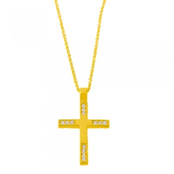 Χρυσός σταυρός Κ14 με αλυσίδα