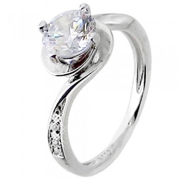 Ασημένιο μονόπετρο δαχτυλίδι 925