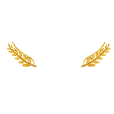 Ασημένια επιχρυσωμένα σκουλαρίκια ear cuff 925 φύλλα