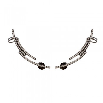 Ασημένια σκουλαρίκια ear cuff 925 με μαύρο επιπλατίνωμα