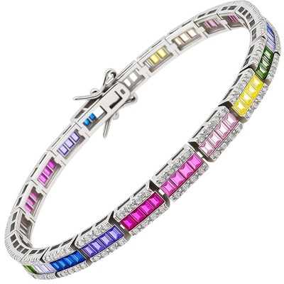 Ασημένιο βραχιόλι ριβιέρα rainbow 925