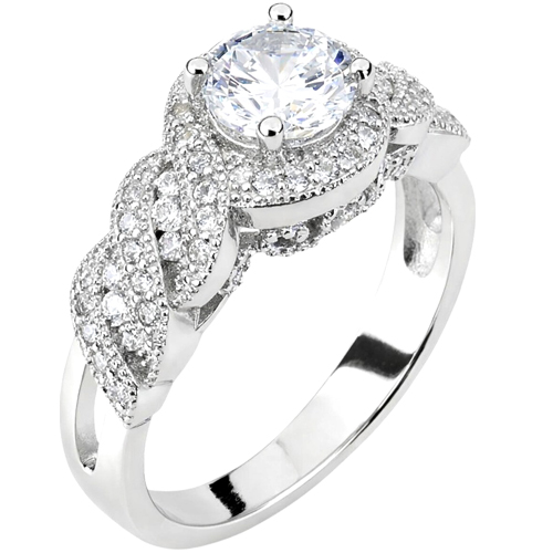 Ασημένιο μονόπετρο δαχτυλίδι 925 με ζιργκόν