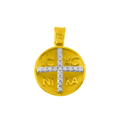 Χρυσό φυλαχτό Κ14 με ζιργκόν