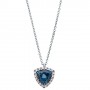 Λευκόχρυσο κολιέ Κ18 με London Blue Topaz και διαμάντια