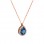 Ροζ χρυσό κολιέ σταγόνα Κ18 με διαμάντια και London Blue Topaz
