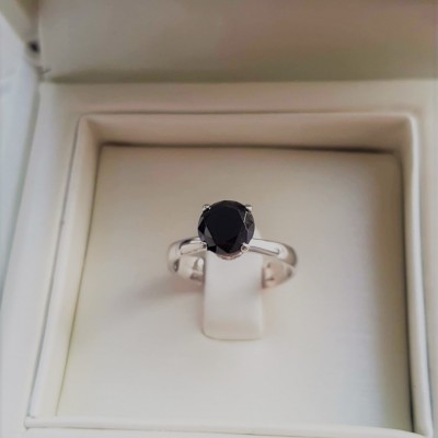 Λευκόχρυσο δαχτυλίδι μονόπετρο Κ18 με black diamond