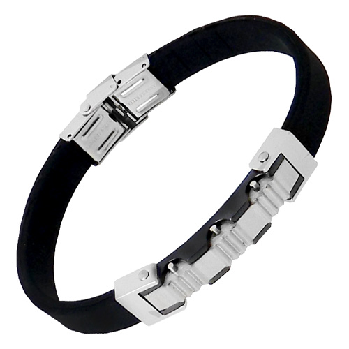 Ατσάλινο ανδρικό βραχιόλι με καουτσούκ