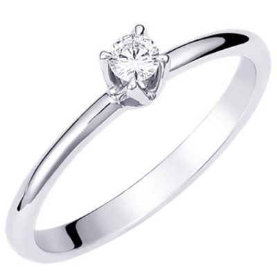 Λευκόχρυσο δαχτυλίδι μονόπετρο Κ18 με διαμάντι