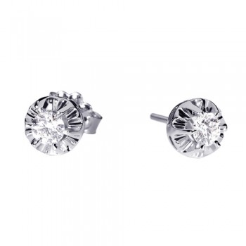 Λευκόχρυσα σκουλαρίκια Κ18 με brilliant