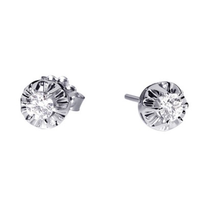 Λευκόχρυσα σκουλαρίκια Κ18 με brilliant