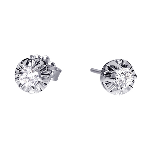 Λευκόχρυσα σκουλαρίκια Κ18 με brilliant