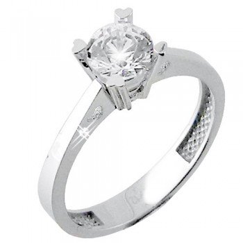 Λευκόχρυσο μονόπετρο δαχτυλίδι Κ14 με ζιργκόν