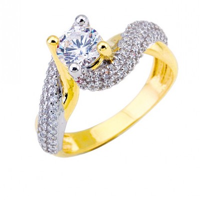 Χρυσό δαχτυλίδι μονόπετρο Κ14