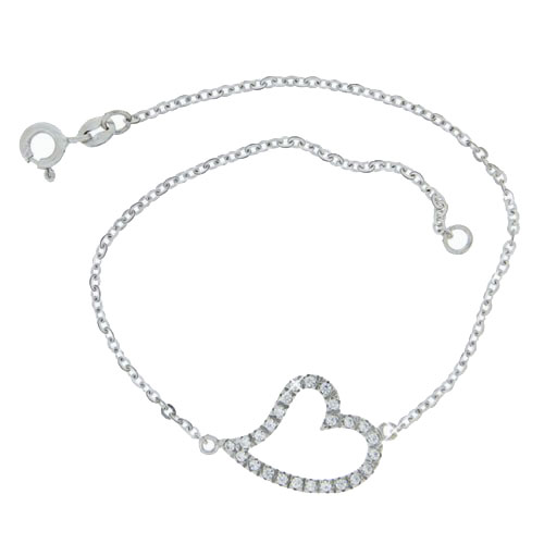 Λευκόχρυσο βραχιόλι καρδιά Κ14