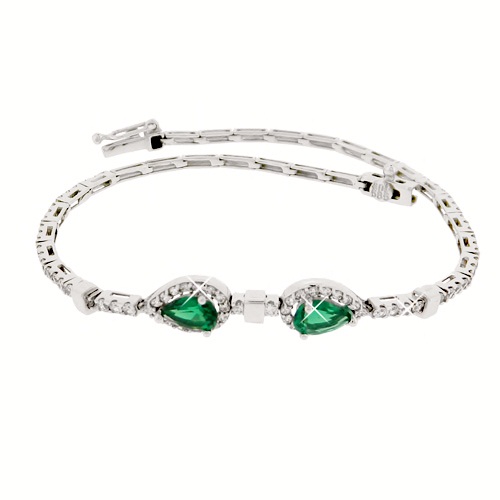 Λευκόχρυσο βραχιόλι ριβιέρα Κ14 με σταγόνες