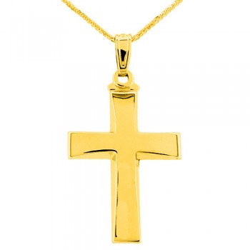 Χρυσός σταυρός Κ9 με αλυσίδα