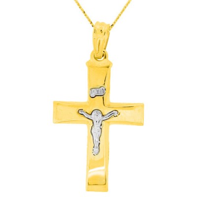 Χρυσός σταυρός Κ9 με αλυσίδα