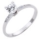 Λευκόχρυσο μονόπετρο δαχτυλίδι  Κ14