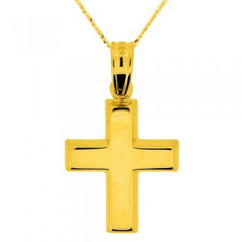 Χρυσός σταυρός Κ9 με αλυσίδα