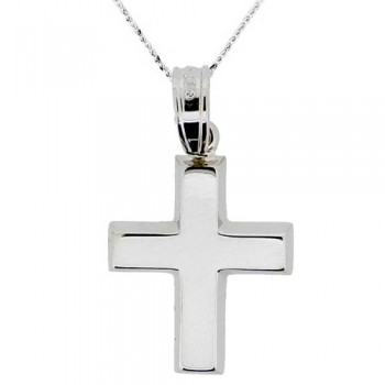 Λευκόχρυσος σταυρός Κ9 με αλυσίδα