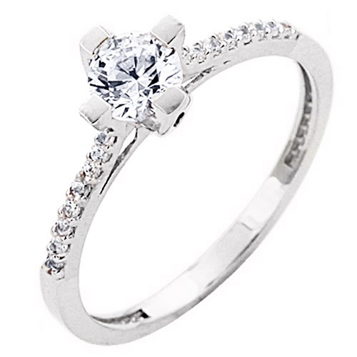 Λευκόχρυσο δαχτυλίδι μονόπετρο Κ9