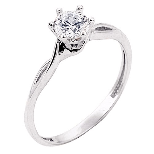 Λευκόχρυσο μονόπετρο δαχτυλίδι  Κ14