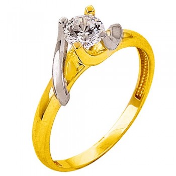 Χρυσό δαχτυλίδι μονόπετρο Κ14