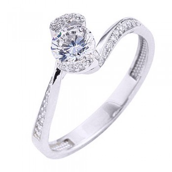 Λευκόχρυσο μονόπετρο δαχτυλίδι Κ9