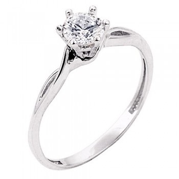 Λευκόχρυσο μονόπετρο δαχτυλίδι Κ9