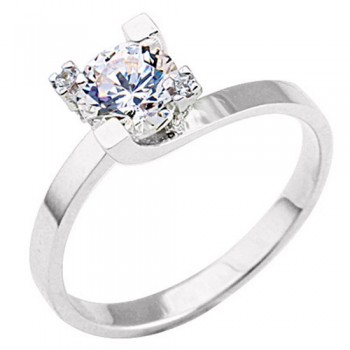 Λευκόχρυσο μονόπετρο Κ14