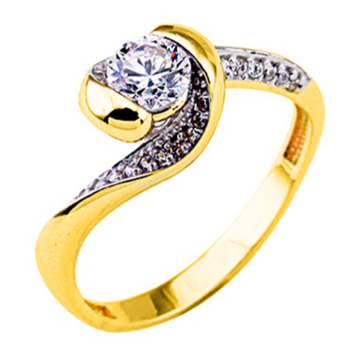 Χρυσό μονόπετρο δαχτυλίδι Κ14