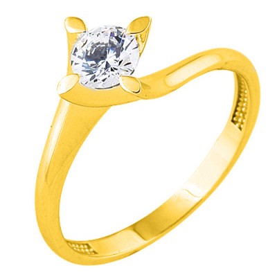Χρυσό μονόπετρο δαχτυλίδι Κ9