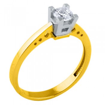 Χρυσό μονόπετρο δαχτυλίδι Κ9