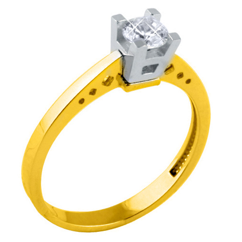 Χρυσό μονόπετρο δαχτυλίδι Κ9