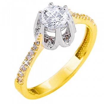 Κορώνα χρυσό μονόπετρο δαχτυλίδι Κ9